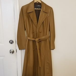 Leather Duster Trenchcoat Tan Size 48